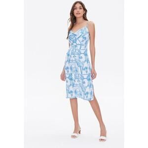 Forever 21 Cowl Neck Mini Dress | Parrot & Roman Architecture Print | Size M